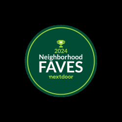 A graphic showcasing an Award Done Right Pest Solutions won from Next Door App's 2024 Neighborhood Faves.